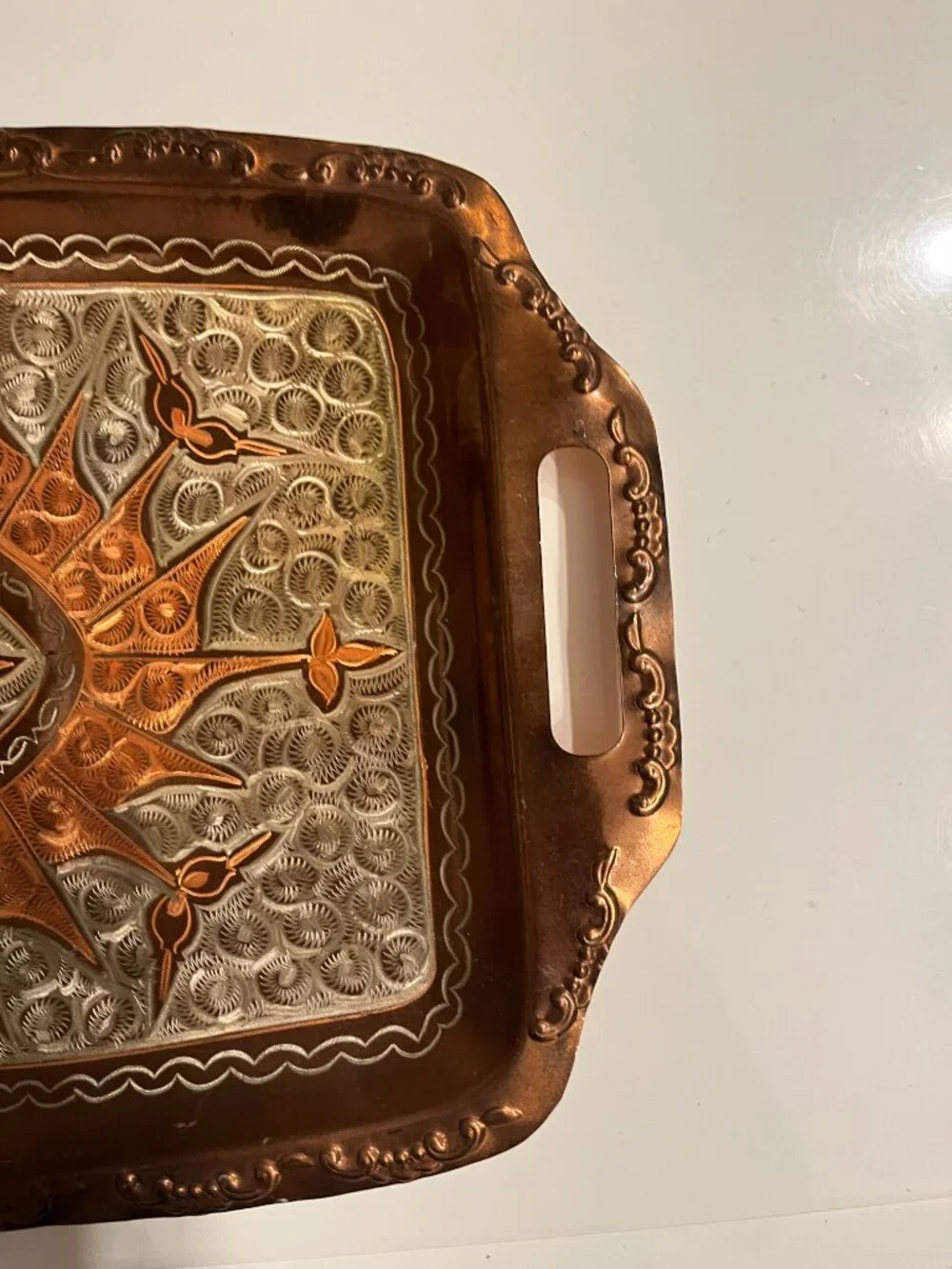 Tray - Erzincanlılar Turkish Copper Hand-Engraved Tray Vintage!
